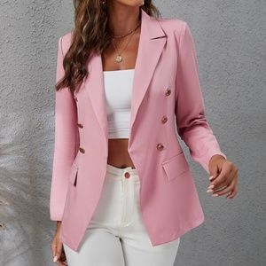 Classic Pink Double Breasted Work Office Blazer